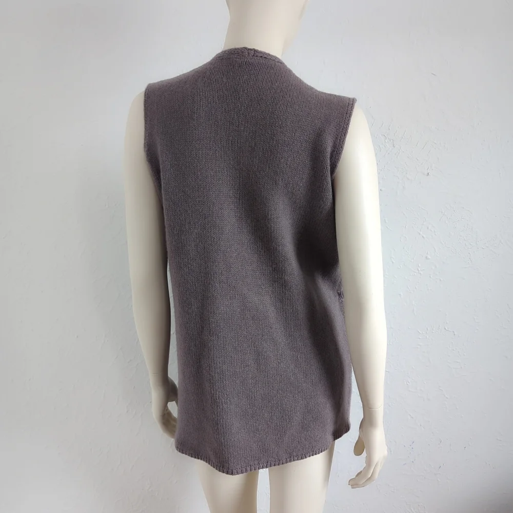 Rare! Estate Brunello Cucinelli Purple Gray Cashmere Knit Utility Vest L XL